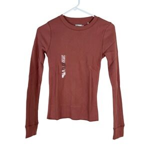 Alpine Design Womens Thermal Waffle Knit‎ Long Sleeve Top XS Sedona Clay NEW